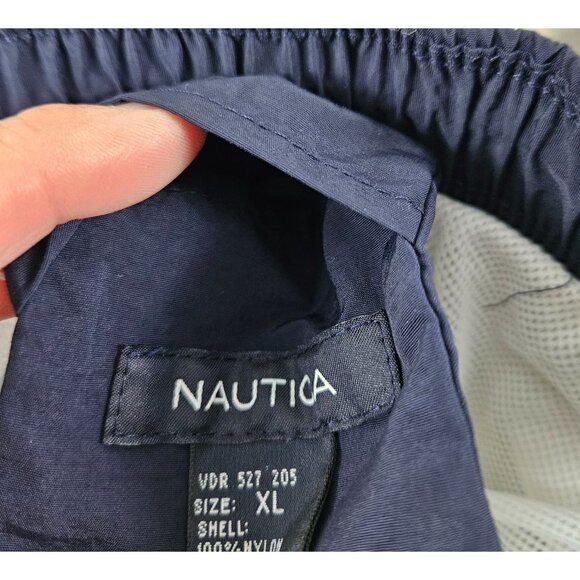 Nautica Mens XL Colorblock Pocket Swim Shorts Navy/Orange/Beige Mesh Lining - Picture 9 of 9